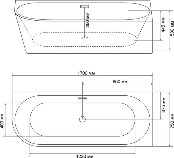 Изображение товара Ванна акриловая Grossman Cristal GR-2204R 170x75