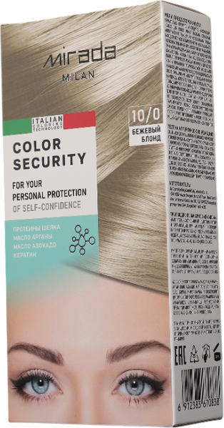 Изображение товара Крем-краска для волос Mirada Color security тон 10/0 Бежевый блонд