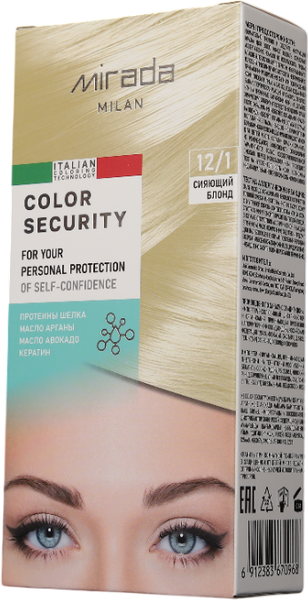 Изображение товара Крем-краска для волос Mirada Color security тон 12/1 Сияющий блонд