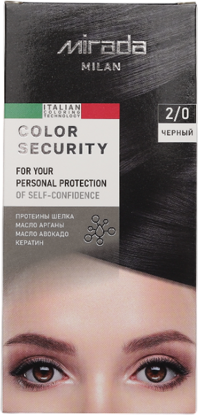 Изображение товара Крем-краска для волос Mirada Color security тон 2/0 Черный