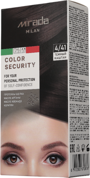 Изображение товара Крем-краска для волос Mirada Color security тон 4/41 Темный каштан