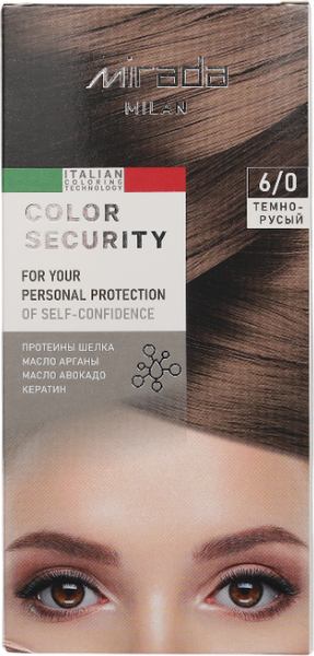 Изображение товара Крем-краска для волос Mirada Color security тон 6/0 Темно-русый