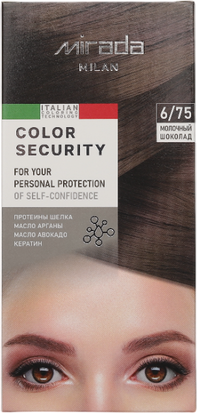 Изображение товара Крем-краска для волос Mirada Color security тон 6/75 Молочный шоколад