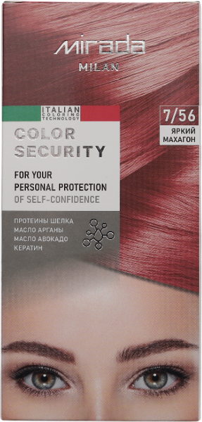 Изображение товара Крем-краска для волос Mirada Color security тон 7/56 Яркий махагон