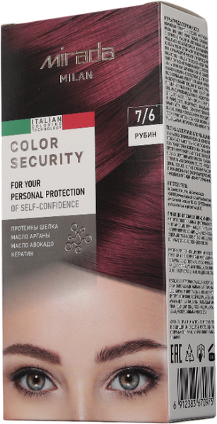 Изображение товара Крем-краска для волос Mirada Color security тон 7/6 Рубин