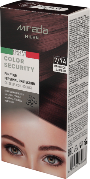 Изображение товара Крем-краска для волос Mirada Color security тон 7/74 Красное дерево