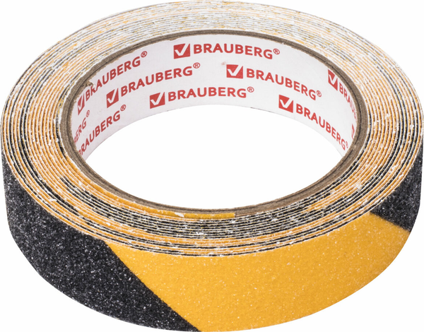 Изображение товара Скотч противоскользящий Brauberg 25ммx5м / 606773 (черный/желтый)