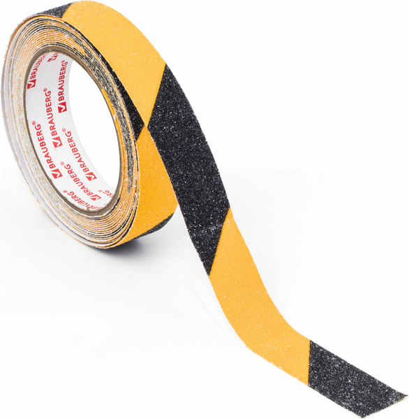 Изображение товара Скотч противоскользящий Brauberg 25ммx5м / 606773 (черный/желтый)