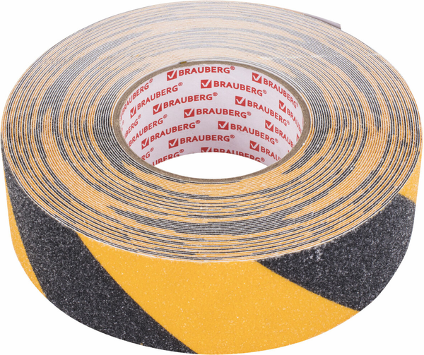 Изображение товара Скотч противоскользящий Brauberg 50ммx20м / 606775 (черный/желтый)
