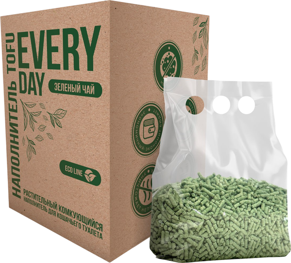 Изображение товара Наполнитель для туалета Everyday Tofu Box / 89298 (зеленый чай, 5л)