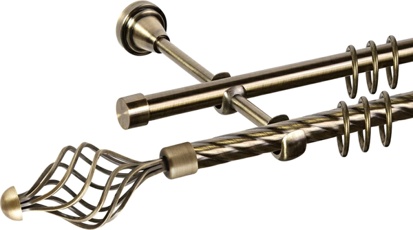 Изображение товара Карниз для штор АС ФОРОС Grace D19К/19Г + наконечники Ажур (1.6м, антик)