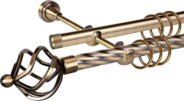Изображение товара Карниз для штор АС ФОРОС Grace D19К/19Г + наконечники Булава (2.4м, антик)