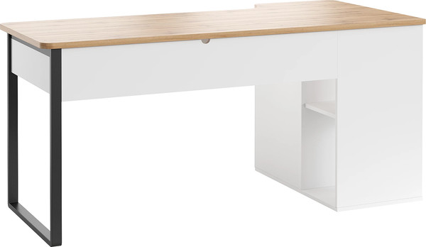 Изображение товара Письменный стол Involux Sale 5099 правый (белый премиум/дуб натюрель/металл черный)