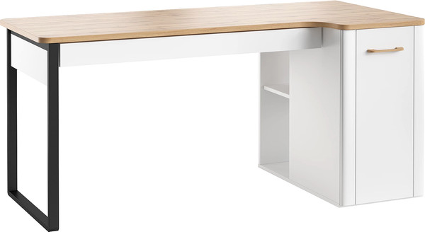 Изображение товара Письменный стол Involux Sale 5099 правый (белый премиум/дуб натюрель/металл черный)