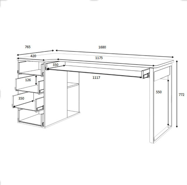 Изображение товара Письменный стол Involux Sale 5103 левый (белый премиум/дуб натюрель/металл черный)