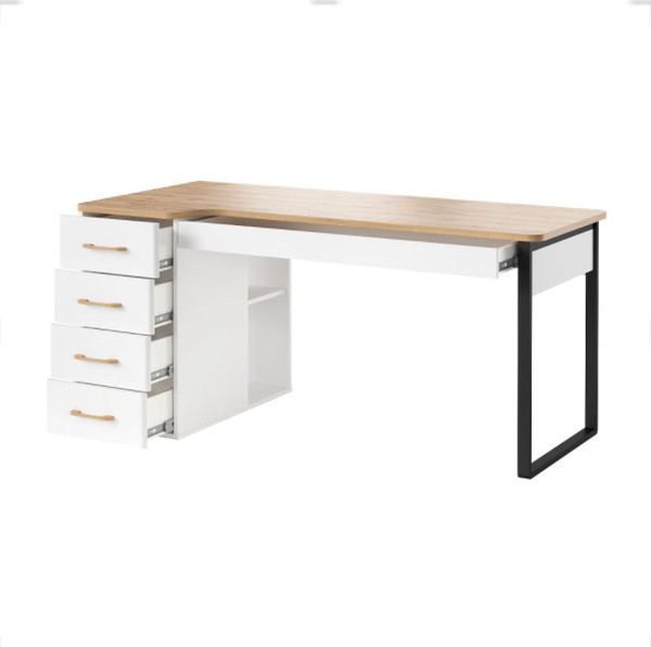 Изображение товара Письменный стол Involux Sale 5103 левый (белый премиум/дуб натюрель/металл черный)