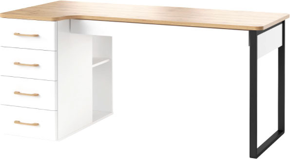 Изображение товара Письменный стол Involux Sale 5103 левый (белый премиум/дуб натюрель/металл черный)