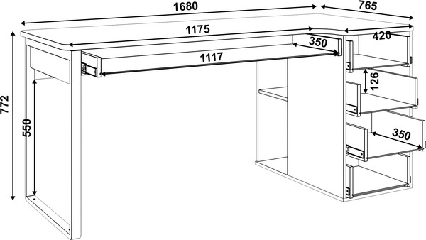 Изображение товара Письменный стол Involux Sale 5103 правый (белый премиум/дуб натюрель/металл черный)
