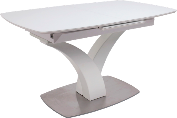 Изображение товара Обеденный стол Аврора Нотр дам Moderne Optiwhite 140-180x85 (белый/белый муар)