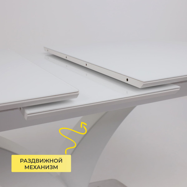 Изображение товара Обеденный стол Аврора Нотр дам Moderne Optiwhite 140-180x85 (белый/белый муар)