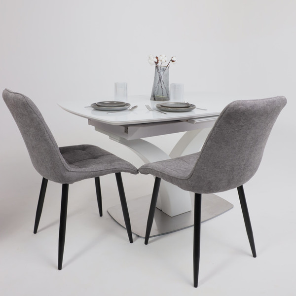 Изображение товара Обеденный стол Аврора Нотр дам Moderne Optiwhite 140-180x85 (белый/белый муар)