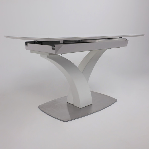 Изображение товара Обеденный стол Аврора Нотр дам Moderne Optiwhite 140-180x85 (белый/белый муар)