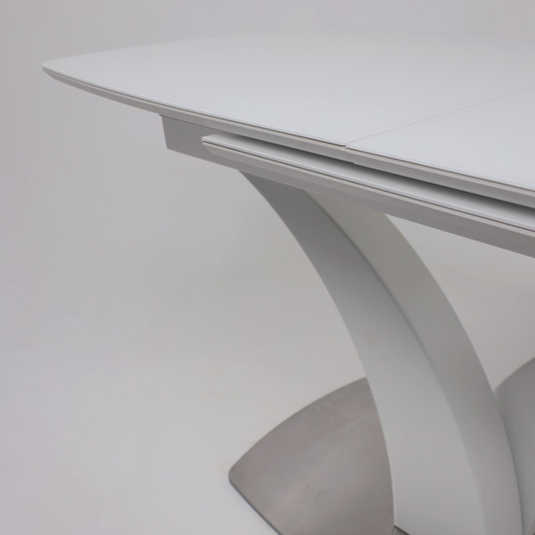 Изображение товара Обеденный стол Аврора Нотр дам Moderne Optiwhite 140-180x85 (белый/белый муар)