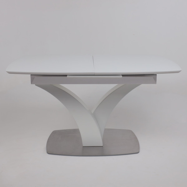 Изображение товара Обеденный стол Аврора Нотр дам Moderne Optiwhite 140-180x85 (белый/белый муар)