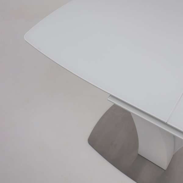 Изображение товара Обеденный стол Аврора Нотр дам Moderne Optiwhite 140-180x85 (белый/белый муар)