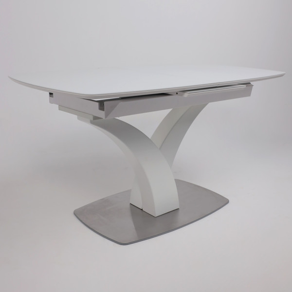 Изображение товара Обеденный стол Аврора Нотр дам Moderne Optiwhite 140-180x85 (белый/белый муар)