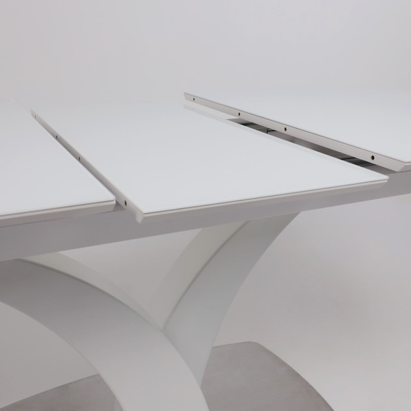 Изображение товара Обеденный стол Аврора Нотр дам Moderne Optiwhite 140-180x85 (белый/белый муар)