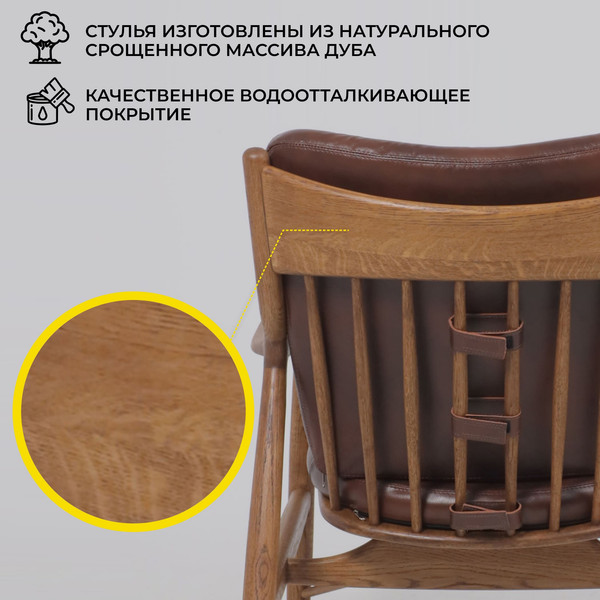 Изображение товара Стул ПМЦ Гарвард комфорт плюс (коричневый/дуб натуральный/покрытие коньяк)