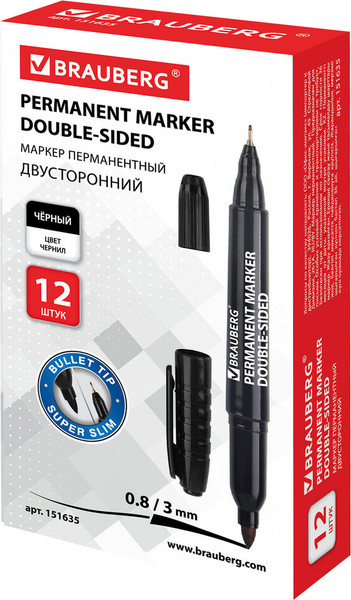 Изображение товара Маркер перманентный Brauberg Double / 151635 (черный)