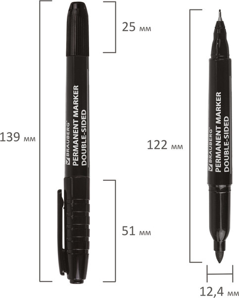 Изображение товара Маркер перманентный Brauberg Double / 151635 (черный)