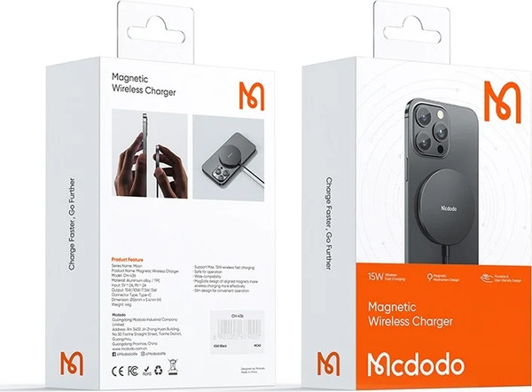 Изображение товара Зарядное устройство беспроводное McDodo CH-4360 Magnetic (черный)