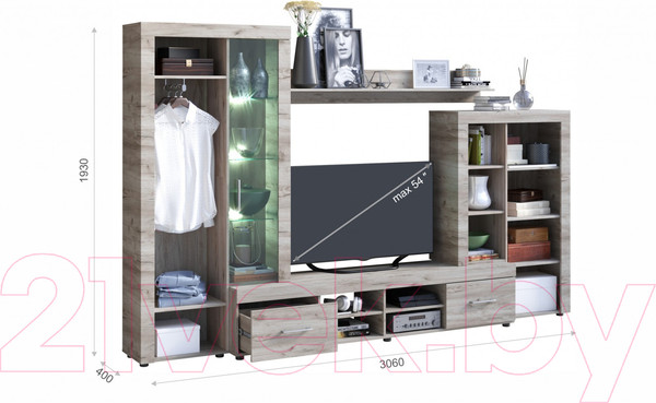 Изображение товара Стенка Империал Джерси (дуб крафт/серый)