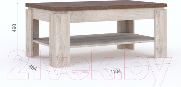 Изображение товара Журнальный столик Империал Мэдисон (дуб эндгрейн/дуб экспрессив/бронзовый)