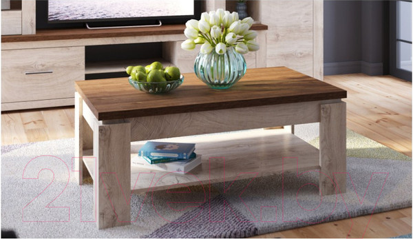 Изображение товара Журнальный столик Империал Мэдисон (дуб эндгрейн/дуб экспрессив/бронзовый)