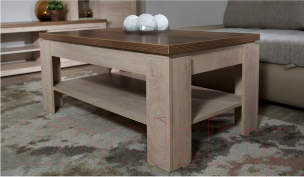 Изображение товара Журнальный столик Империал Мэдисон (дуб эндгрейн/дуб экспрессив/бронзовый)