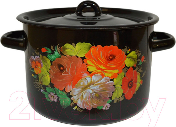 Изображение товара Кастрюля СтальЭмаль 1с16с/1 (черный с рисунком)
