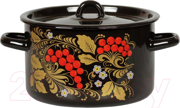 Изображение товара Кастрюля СтальЭмаль 1с16с/1 (черный с рисунком)