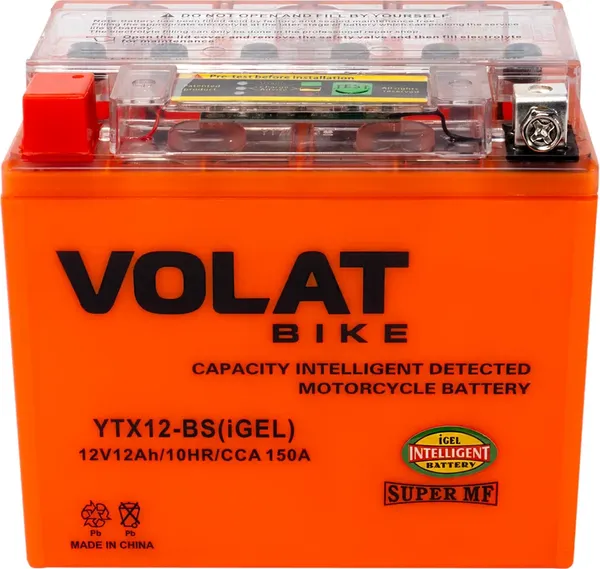 Изображение товара Мотоаккумулятор VOLAT YTX12-BS iGEL L+ (12 А/ч)