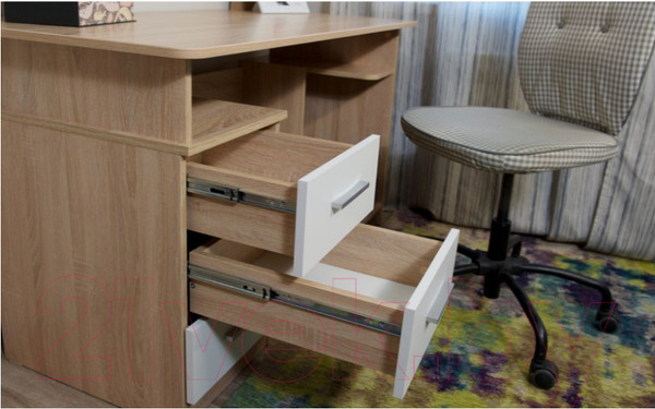 Изображение товара Компьютерный стол Империал Гарвард 3ящ 130 (дуб сонома/белый)