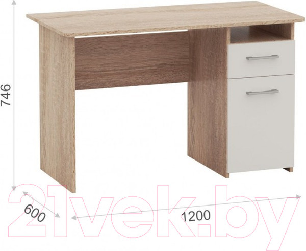 Изображение товара Письменный стол Империал Гарвард 1д1ящ 120 (дуб сонома/белый)