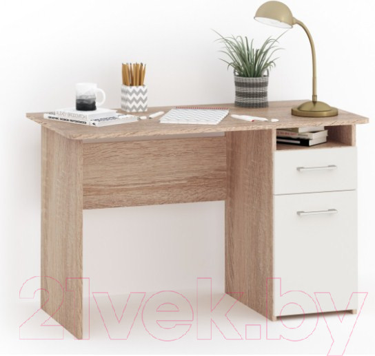Изображение товара Письменный стол Империал Гарвард 1д1ящ 120 (дуб сонома/белый)
