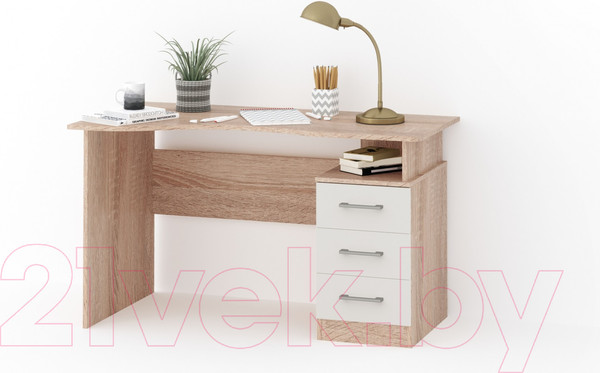 Изображение товара Письменный стол Империал Гарвард 3ящ ЛВ 130 (дуб сонома/белый)