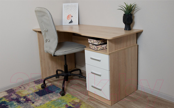 Изображение товара Письменный стол Империал Гарвард 3ящ ЛВ 130 (дуб сонома/белый)