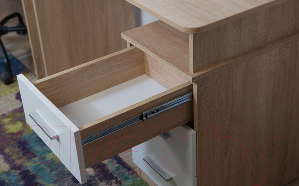 Изображение товара Письменный стол Империал Гарвард 3ящ ЛВ 130 (дуб сонома/белый)