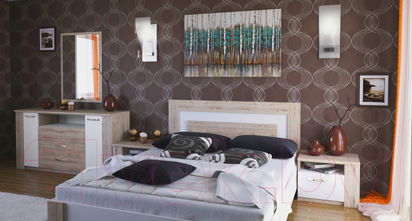 Изображение товара Прикроватная тумба MySTAR Вирджиния 100.1803 левый (дуб бонифаций/белый)