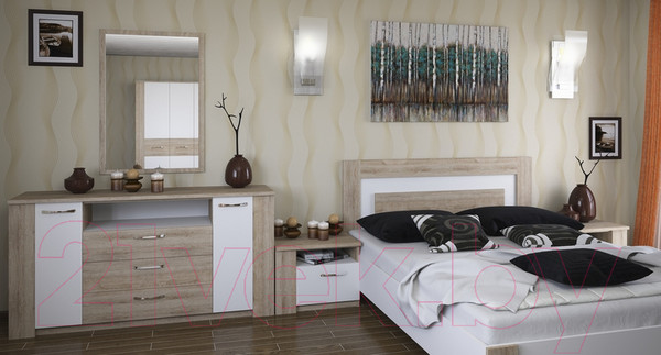 Изображение товара Прикроватная тумба MySTAR Вирджиния 100.1803 левый (дуб бонифаций/белый)